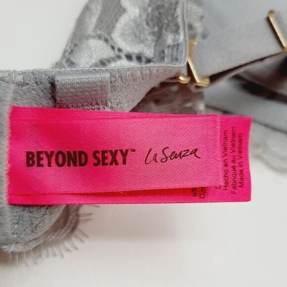 LA SENZA Beyond Sexy Push-up Bra Floral Lace & Rhinestones Grey Sz 36C - Picture 14 of 16